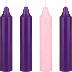 메가 캔들 4개 무향 크리스마스 어드벤트 세트 핸드 퍼드 프리미엄 왁스 테이퍼 5인치 x 3/4인치 휴일 행사