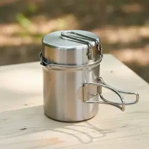 304 스테인리스 1-2인용 초경량 캠핑 코펠 세트 등산 낚시 휴대용