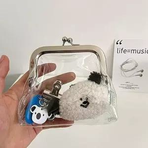 [콩심팥심]투명 PVC 똑딱이 카드 동전 지갑 파우치 클러치 용돈 엔화 지갑