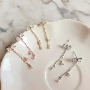 /신상오픈런 여성 일상 스타일 세련된 리본 드롭 귀걸이