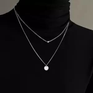 /신상오픈런 여성용 미니볼 초커 레이어드 코인 실버 목걸이