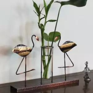 신혼부부선물 황동수공예 시험관 수경식물 장식 유리 꽃 화병 학2P