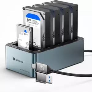 2.5인치/3.5인치 SATA SSD/HDD용 Yottamaster 5 Bay 하드 드라이브 도킹 스테이션 알루미늄 USB 3.2 Gen1