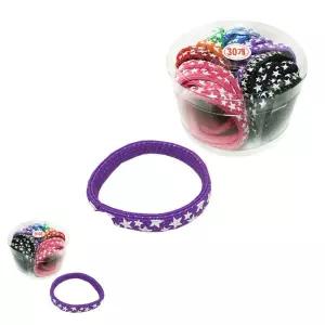 굿테라 코사지통 30P 헤어밴드 스타 고무줄 납작 컬러 머리끈