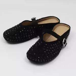 [하프클럽/]여성 장식 샌들힐 스트랩 스터드 세무 슈즈