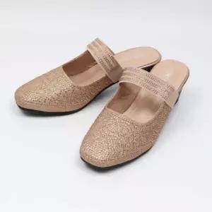 [하프클럽/]여성 트윙클 클래식 코지 중간굽 스트랩 뮬