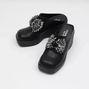 [하프클럽/]여성 두꺼운굽 플랫폼 큐빅 올리는 시즌 FW 뮬