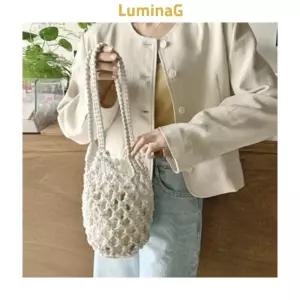 여름 원통형 그물 토트백 라탄 숄더 에코백 가방 시즌 여성