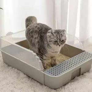 [셀러에이드]고양이 오픈형 배변 화장실 반려동물 대형 트레이 모래 통 배변판