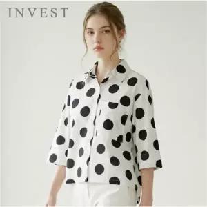 [인베스트] 도트 나염 포켓 린넨 블라우스_IN6M1BL5551