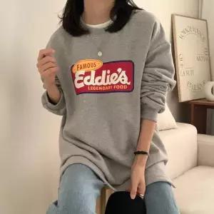 [유야]여성 면 프린팅 트임 맨투맨 티셔츠 긴팔티 -FTS1088- 봄 가을