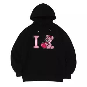 [로아드로아][기모선택] 로아드로아 X 베르니  I LOVE 베르니 그래픽 후드티 (블랙)