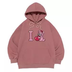 [로아드로아][기모선택] 로아드로아 X 베르니  I LOVE 베르니 그래픽 후드티 (핑크)