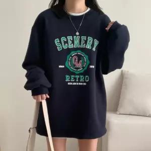 [유야]여성 면 레터링 트임 맨투맨 롱 티셔츠 박스티 -FTS1089- 봄 가을