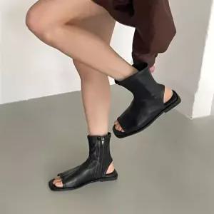 이쁜수작 여성 봄여름 가죽 오픈토 앵클숏부츠 5cm FB 307