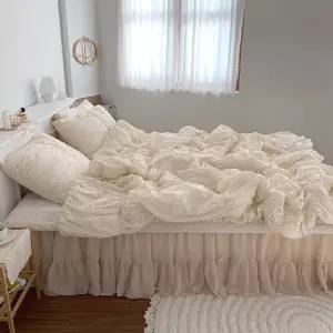 송화침장 호텔 침구 세트 예단 혼수 이불 라지킹 침대 침구류 프릴 레이스 신혼부부 베개세트 베이지