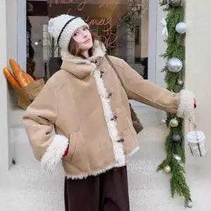 여성 도톰 잠바 후드 무스탕 코트 퍼 야구 일체형 1PICK1