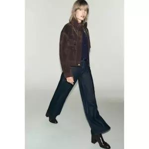 ZARA 패브릭 갑피 힐 부티 - 브라운 {WLM}