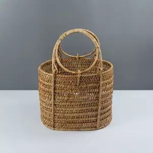 라탄 타원 소풍 바스켓 대GC 미얀마 수공예 천연 내츄럴 바구니 가구 피크닉 GC537