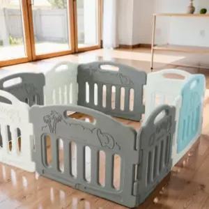 접이식 베이비룸 폴딩 아기 울타리 폴딩 안전가드 8P 화이트 그레이