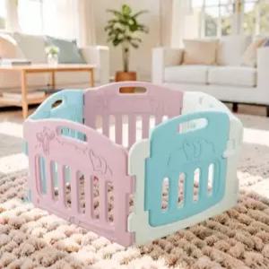 접이식 베이비룸 폴딩 아기 울타리 폴딩 안전가드 핑크톤 5P