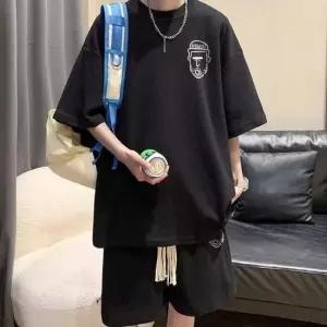 남자 프린팅 반팔 반바지 여름 트레이닝 세트 셋업