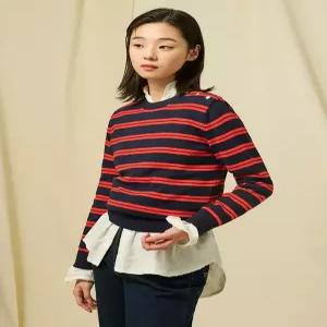 [빈폴레이디스]코튼 혼방 스트라이프 풀오버  네이비 (BF5251C01R) .