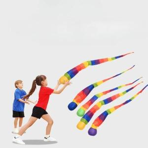 의대생 1PC 레인보우 테일 볼 친환경 패브릭 샌드백 유성 공 야외 바람 저항 소프트 스포츠 훈련 장난감