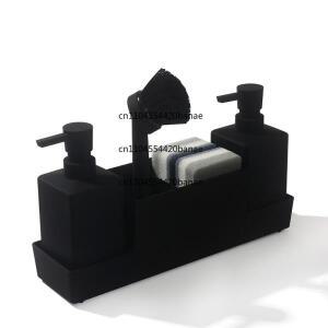 의대생 스펀지 랙과 설거지 브러시가 있는 비누 디스펜서, 손세척용 세제 보조병, 트레이 보관함