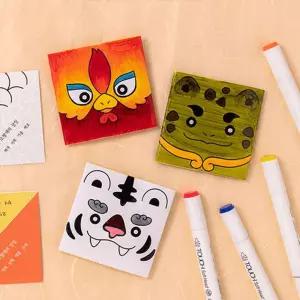 사방신딱지 전통게임 어린이놀이 4개세트딱지 접기 치기 포켓몬 치기딱지 치기종이