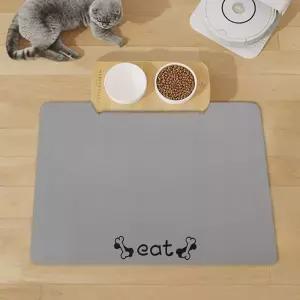 흡수왕 규조토 반려동물 식기매트(80x50cm) (뼈다귀) (그레이)강아지 식사