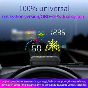 자동차 앞 유리 HUD 프로젝터, OBD2 최신 Q10 프로젝션 디스플레이, 라이브 내비게이션 GPS, 헤드업 속도계