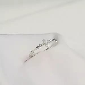 [셀러에이드]십자가 데일리 레이어드 오픈 여성 반지 묵주 큐빅 사이즈조절링