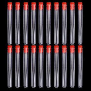 20개 플라스틱 시험관 빨간색 누수 방지 비분할형 78x13mm 원형 바닥 나사 캡 튜브 원심분리기 실험실 샘플