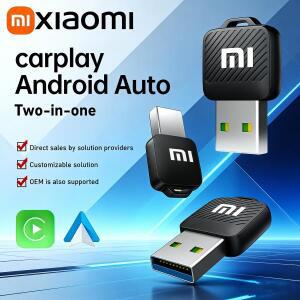 샤오미 2 in 1 무선 카플레이 안드로이드 오토 어댑터 동글 차량용 지능형 시스템 AI 스마트 박스 유선