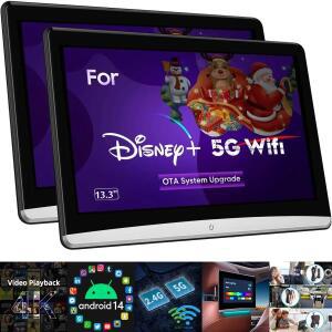 13.3 /14 Android14.0 고품질 업그레이드 자동차 머리 받침 모니터 4+64G/8+128G 4K 1080P TV 디스플레이 5