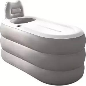 전기 에어 펌프와 목욕 베개가 있는 미유에신 풍선 욕조 - 지퍼 뚜껑과 컵 홀더가 휴대용 실내외 사용에