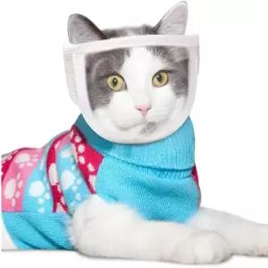 페닌슐라 러브 통기성 고양이 입마개 투명 입막음 물림 방지 조절 가능한 그루밍 마스크 소형/중형 흰색