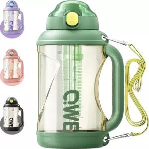 QWE 짐 남성용 대형 플라스틱 물병 여행 및 하이킹용 67온스 반 갤런 내열성 PPSU BPA 프리 더블 드링킹