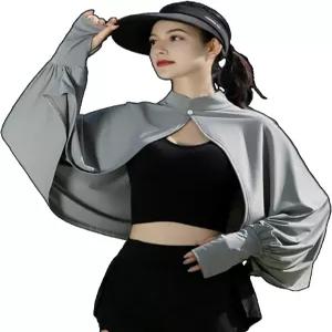 JDYaoying 여성용 쿨링 숄 팔 소매와 핑거 홀 선 케이프 망토 자외선 차단 쿨러 어깨