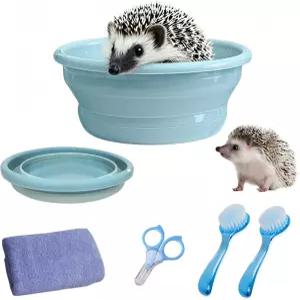 JSLZF 고슴도치 목욕 용품 그루밍 키트 접이식 욕조 손톱깎이 브러시 기니피그와 같은 작은 애완동물을