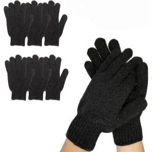 6쌍 각질 제거 장갑 - 목욕 또는 샤워용 프리미엄 블랙 스크럽 워시 미트 뷰티 스파 마사지용 럭셔리