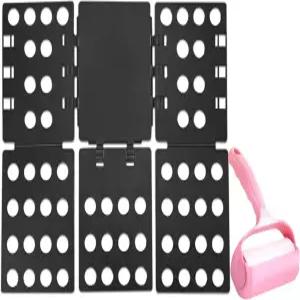 2피스 세트 셔츠 폴더 보드 옷 접이식 쉽게 쌓을 수 있으며 보풀 제거기를 포함한 다양한 종류의