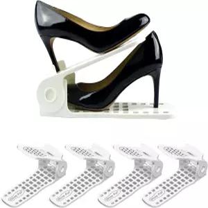 슈팔 조절 가능한 신발 슬롯 정리함 - 옷장을 위한 공간 절약형 스태커 운동화 힐 플랫 등을 이중 레이어