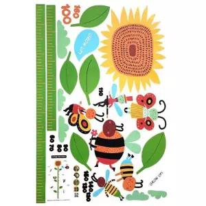 키재기 시트지 해바라기 그림 스티커 기록 아기 성장 벽지