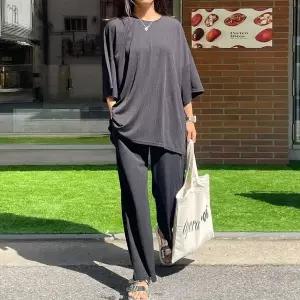 [하프클럽/]빅사이즈 603 주름투피스와이드세트 DNMX478