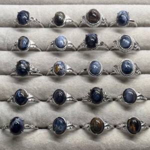 5링 반지 약 5-7x7-9mm AKAC 천연 피터사이트 화이트 구리 조절 가능