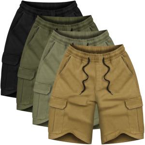 남성 반바지 카고 스판 허리 밴딩 여름 5부  6부 와이드 버뮤다 팬츠 남자 면반바지 빅사이즈