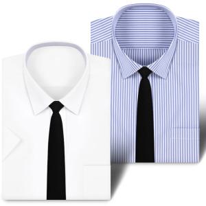 남성 반팔 와이셔츠 구김없는 스판 흰색 스트라이프 셔츠 여름 정장 드레스 남자 반팔셔츠 빅사이즈 95~130