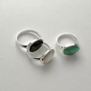 타원 원석반지 자개 터키석 오닉스 유색보석반지 925은반지